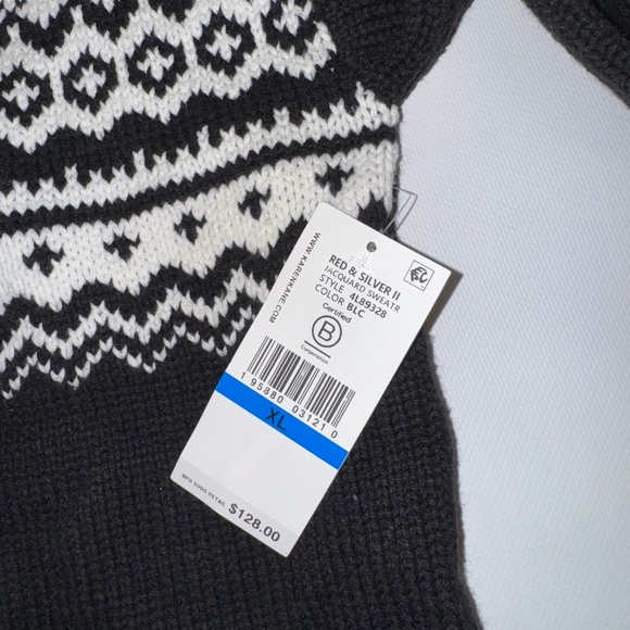 KAREN KANE Fair Isle Jacquard Black and Off White Sweater sz XL - Picture 6 of 8